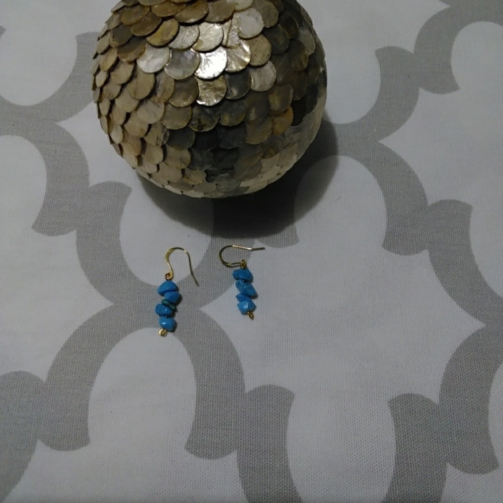 Blue stone drop earrings (new)